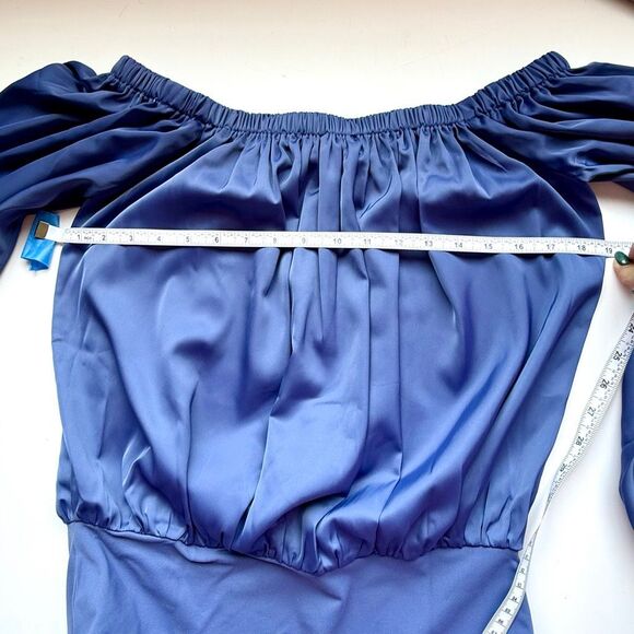 NWT Suzana Monaco off the shoulders matte satin blouson bodysuit. Size M - Picture 13 of 13